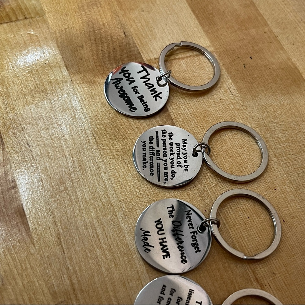 Metal Keychain Bag Charm lot of 5 Appreciation Gift Thank You - Picture 2 of 11